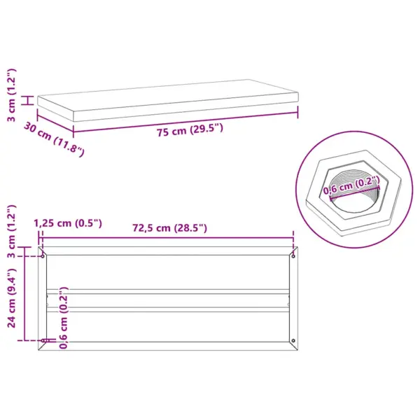 Roostevabast terasest seinariiulid 2 tk, hõbedane, 75 x 30 cm, 50 kg kandevõimega – 10