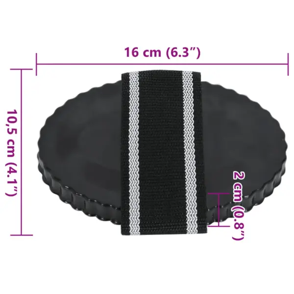 Hobuse hooldusharjad ovaalse kujuga, terasest, must, 3 tk, 16 x 10,5 x 2 cm – 7