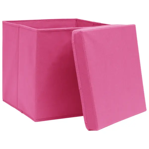 Kokkupandavad hoiukastid kaantega, 4 tk, roosa, 32 x 32 x 32 cm, mittekootud kangas – 3