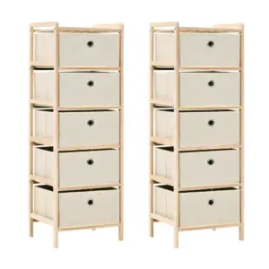 Hoiuriiul 5 riidest korviga, 2 tk, seedripuust karkass, beež, 32 x 26 x 93 cm