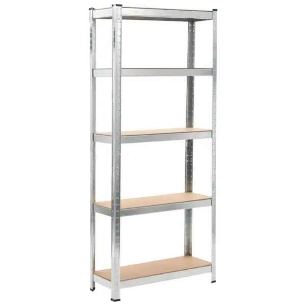 Hoiuriiulid 5 riiuliga, 3 tk, hõbedane tsingitud teras ja tehispuit, 75 x 30 x 172 cm – 2