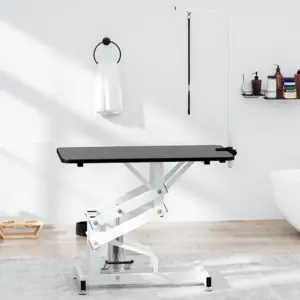 Hüdrauliline lemmikloomade hoolduslaud reguleeritava kõrgusega, must, lauaplaat 108 x 60 cm