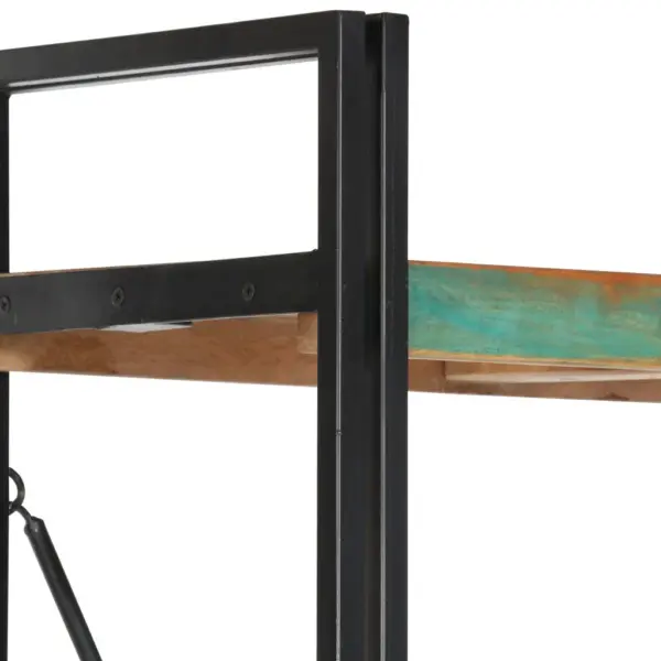 Industriaalne 5 riiuliga raamaturiiul, taaskasutatud puit ja teras, 90 x 30 x 180 cm - 4