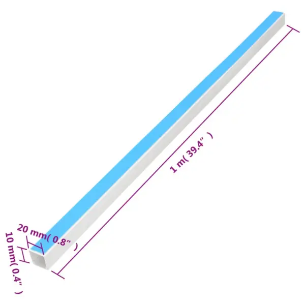 10-osaline iseliimuv kaablikanalite komplekt, valge PVC, 20 x 10 mm, kogupikkus 10 m – 8