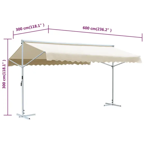 Kahepoolne iseseisev terrassivarikatus 600 x 300 cm, kreemjasvalge – 10