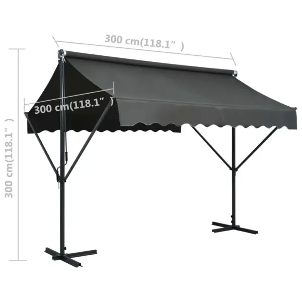 Veekindel iseseisev kahepoolne varikatus 3 x 3 m, antratsiithall - 8
