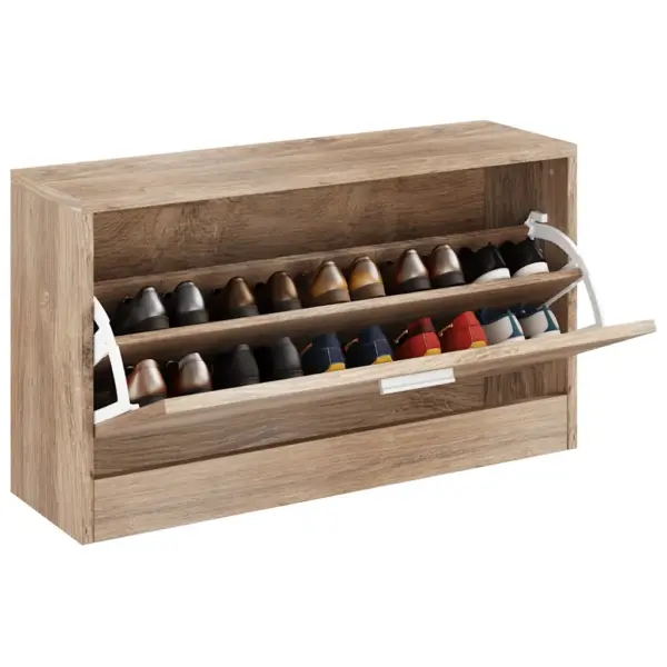 Tammetoonis jalatsipink istumisalusega, MDF ja tehispuit, 80 x 24 x 45 cm – 3