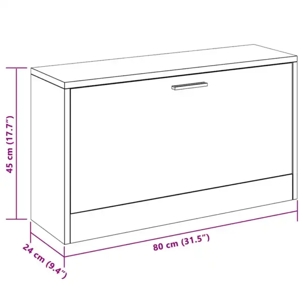 Tammetoonis jalatsipink istumisalusega, MDF ja tehispuit, 80 x 24 x 45 cm – 8