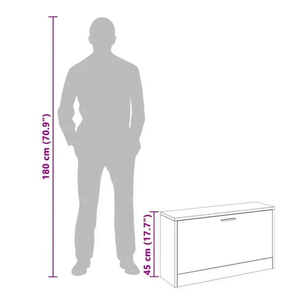 Tammetoonis jalatsipink istumisalusega, MDF ja tehispuit, 80 x 24 x 45 cm – 9