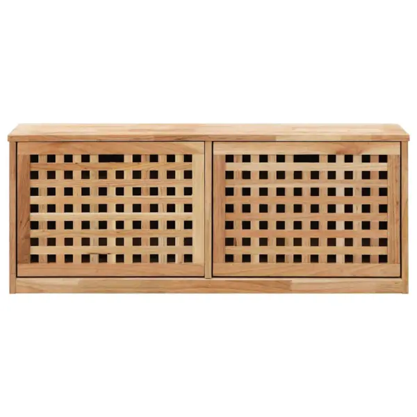 Võredisainiga jalatsite hoiupink kahe hoiuruumiga, pähklipuit, 94 x 20 x 38 cm - 3