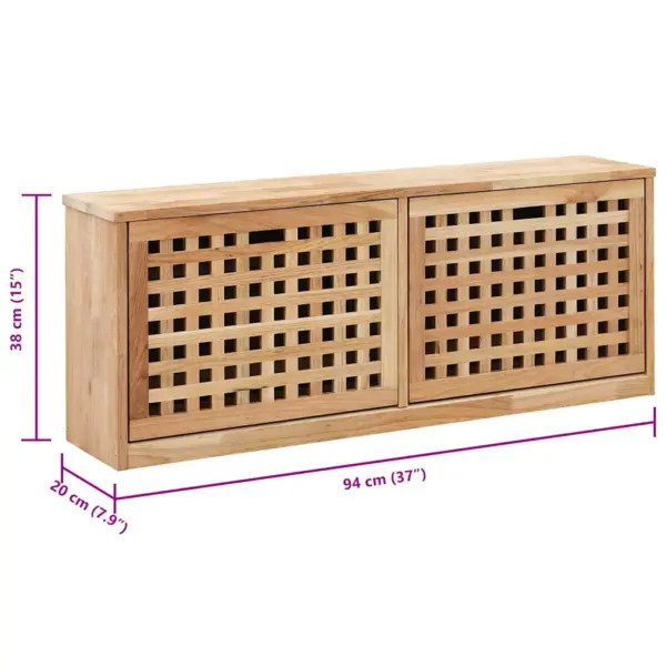 Võredisainiga jalatsite hoiupink kahe hoiuruumiga, pähklipuit, 94 x 20 x 38 cm - 8