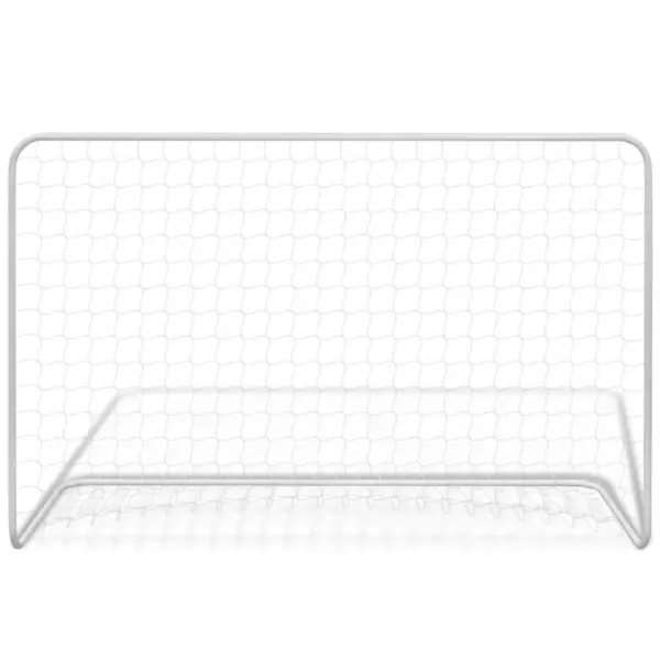 Jalgpalliväravad võrguga, 2 tk, valge teras, 182 x 61 x 122 cm - 3