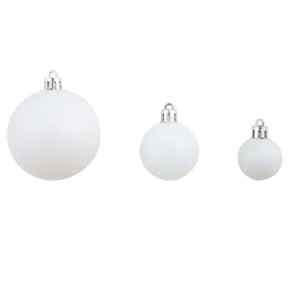 100-osaline plastist jõulukuulide komplekt, valge/hall, 3/4/6 cm – 6