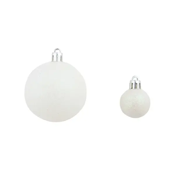 100-osaline plastist jõulukuulide komplekt, valge/hall, 3/4/6 cm – 10