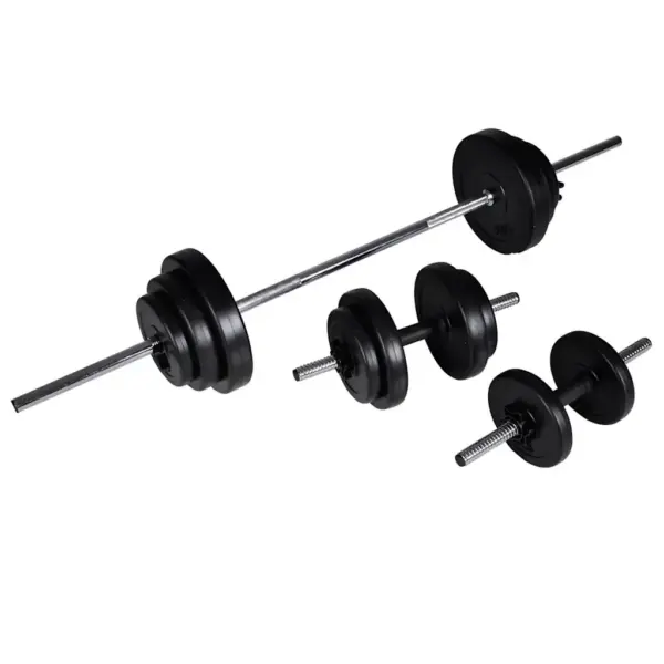 Jõusaaliseade kangi ja hantlite komplektiga, 30,5 kg, must, 110 x 121 x 190 cm – 7
