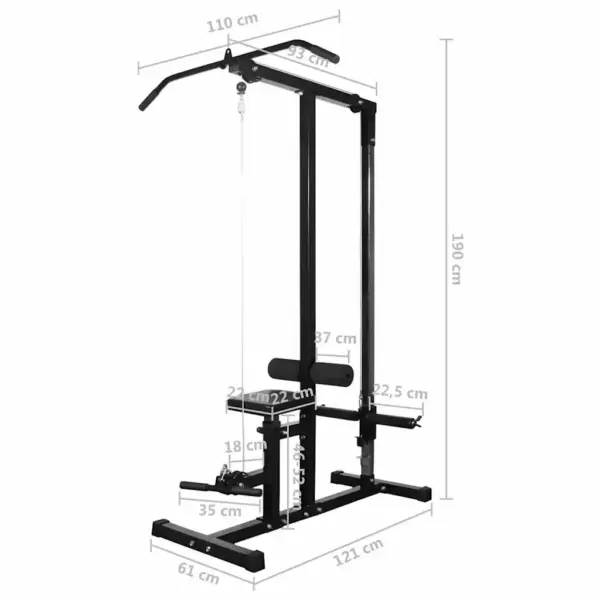 Jõusaaliseade kangi ja hantlite komplektiga, 30,5 kg, must, 110 x 121 x 190 cm – 10