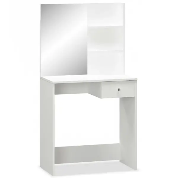 Jumestuslaud suure peegliga, matt valge tehispuit, 75 x 40 x 141 cm – 2