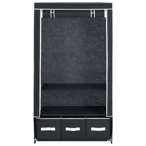 Kaasaskantav kangast garderoob 3 sahtliga, must, 87 x 49 x 159 cm - 4