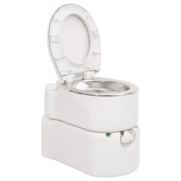 Kaasaskantav matkatualett kolbpumbaga, valge, 24 + 17 l, HDPE ja roostevaba teras - 3