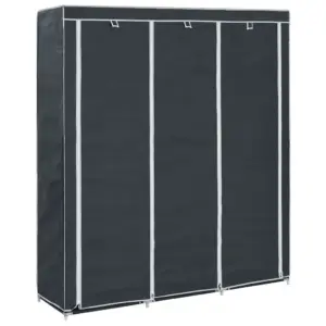 Kaasaskantav riidekapp sektsioonide ja torudega, must, mittekootud kangas, 150 x 45 x 175 cm