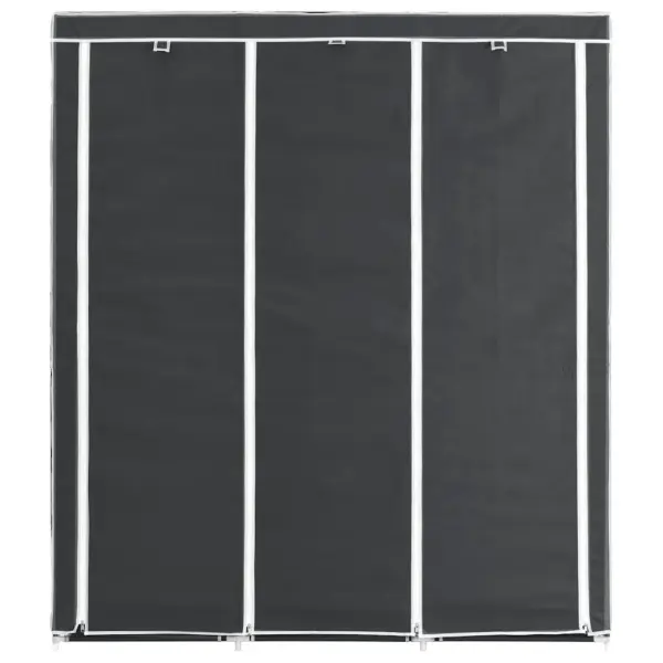 Kaasaskantav riidekapp sektsioonide ja torudega, must, mittekootud kangas, 150 x 45 x 175 cm - 4