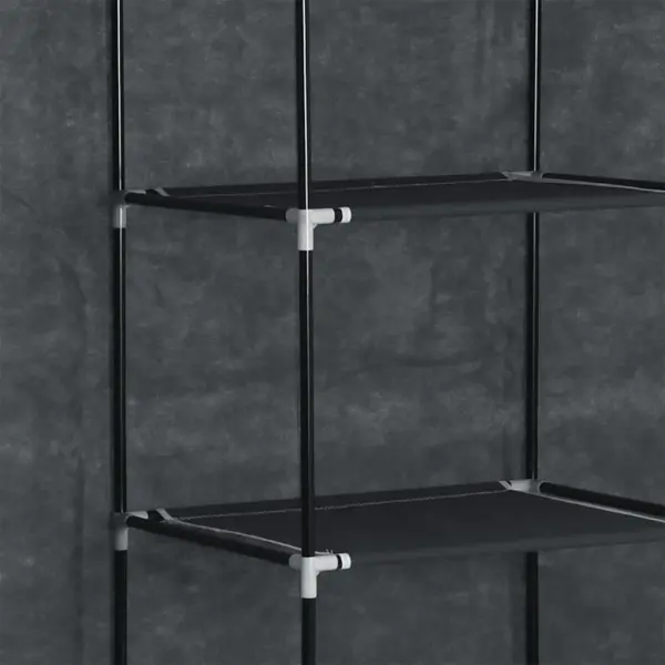 Kaasaskantav riidekapp sektsioonide ja torudega, must, mittekootud kangas, 150 x 45 x 175 cm - 8