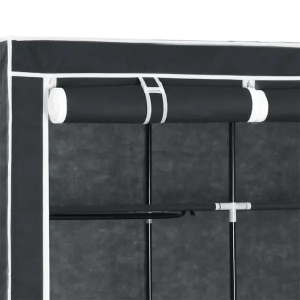 Kaasaskantav riidekapp sektsioonide ja torudega, must, mittekootud kangas, 150 x 45 x 175 cm - 9