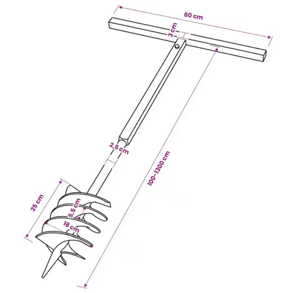 Käepidemega maapuur pikendustorudega, teras, must, 180 mm, kogupikkus kuni 13 m – 12