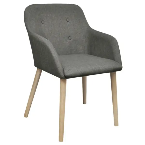 Käetugedega söögitoolid, 2 tk, helehall polüesterkangas, tammepuidust jalad, 52 x 57 x 76,5 cm – 2