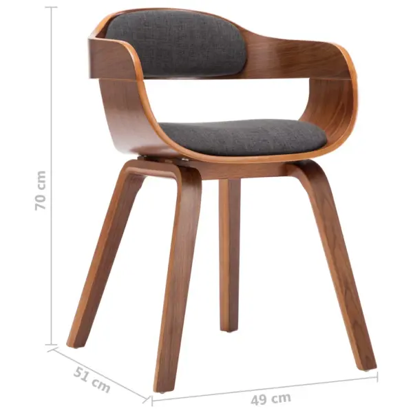Käetugedega söögitoolid 2 tk, tumehall kangas, painutatud puidust raam – 8