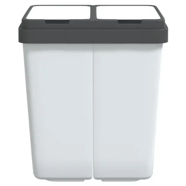 Kahe kambriga prügikast jäätmete sorteerimiseks, valge, 2 x 25 l, PP – 3
