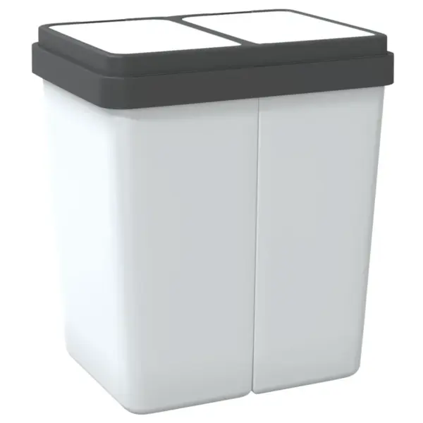 Kahe kambriga prügikast jäätmete sorteerimiseks, valge, 2 x 25 l, PP – 5
