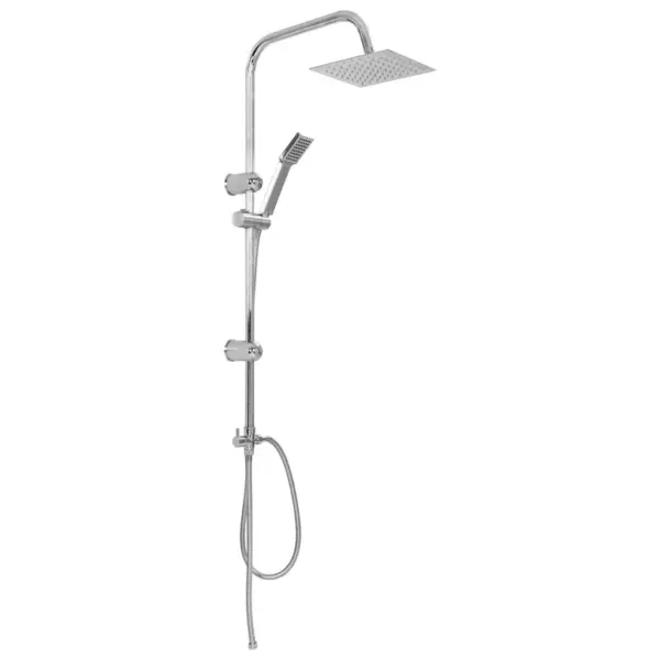 Kahe otsakuga vihma- ja käsidušiga dušikomplekt, roostevaba teras, hõbedane, kogukõrgus 95 cm – 3