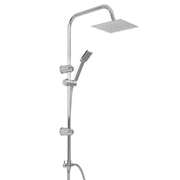 Kahe otsakuga vihma- ja käsidušiga dušikomplekt, roostevaba teras, hõbedane, kogukõrgus 95 cm – 4