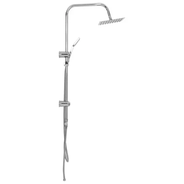 Kahe otsakuga vihma- ja käsidušiga dušikomplekt, roostevaba teras, hõbedane, kogukõrgus 95 cm – 5