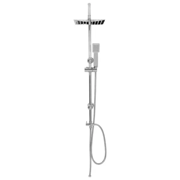 Kahe otsakuga vihma- ja käsidušiga dušikomplekt, roostevaba teras, hõbedane, kogukõrgus 95 cm – 6