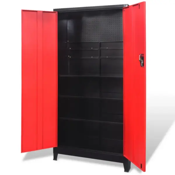 Kahe uksega terasest tööriistakapp, must ja punane, 90 x 40 x 180 cm – 2