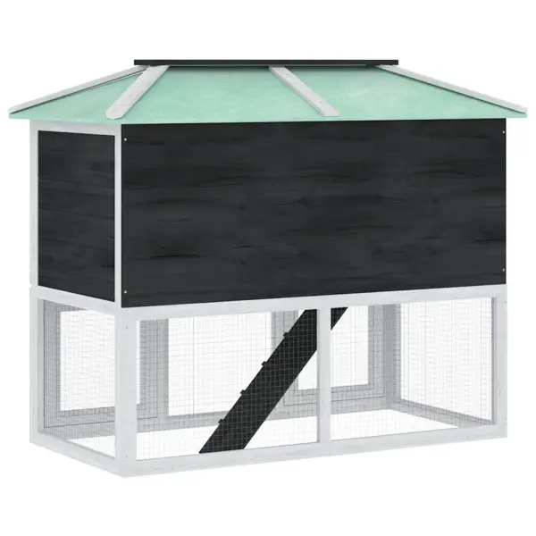 Kahekorruseline küülikupuur nulupuidust, valge-roheline, 130 x 68 x 105 cm – 6