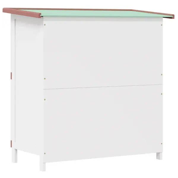Kahekorruseline õueküülikupuur 4 uksega, pruun-valge männipuit, 90 x 45 x 90 cm – 6
