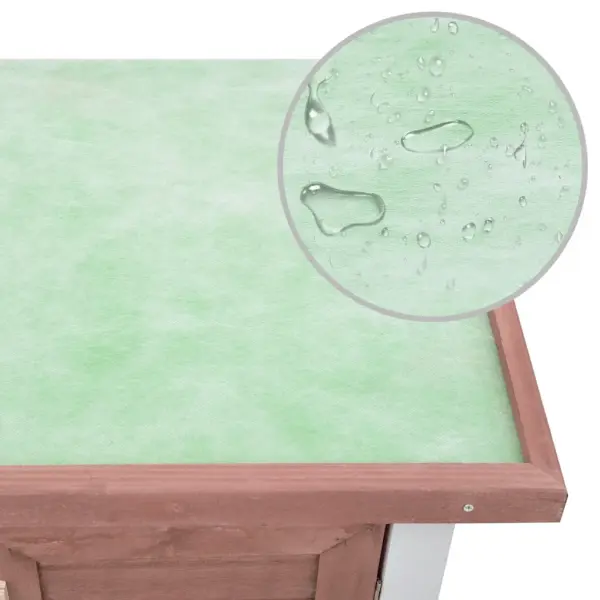 Kahekorruseline õueküülikupuur 4 uksega, pruun-valge männipuit, 90 x 45 x 90 cm – 8