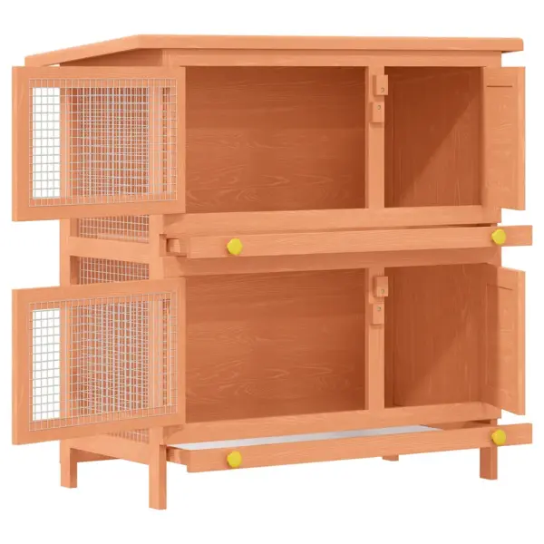 Kahekorruseline õueküülikupuur 4 uksega, männipuidust, pruun, 90 x 45 x 89 cm – 4