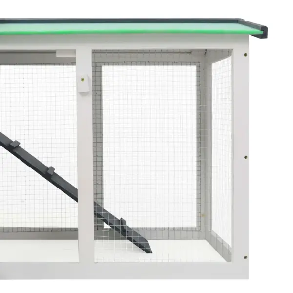 Õueküülikupuur kahekorruseline, valge ja hall nulupuit, 145 x 45 x 84 cm – 5