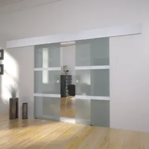 Kahepoolne klaasist liuguks alumiiniumsiinidega, 205 x 75 cm, komplekt