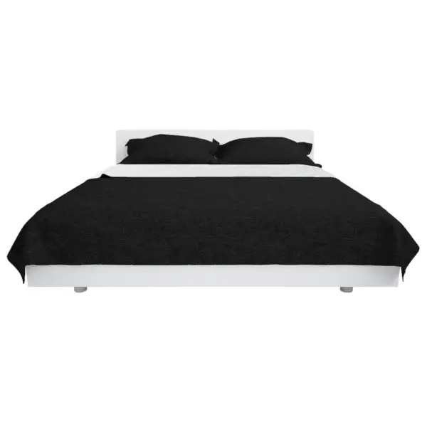 Kahepoolne tepitud voodikate, must-valge, mikrokiud, 230 x 260 cm – 3
