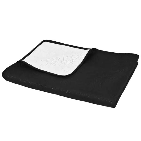 Kahepoolne tepitud voodikate, must-valge, mikrokiud, 230 x 260 cm – 4
