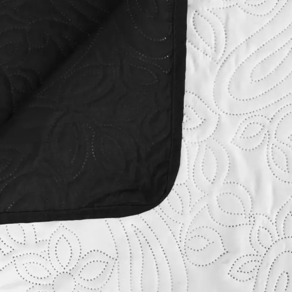 Kahepoolne tepitud voodikate, must-valge, mikrokiud, 230 x 260 cm – 5