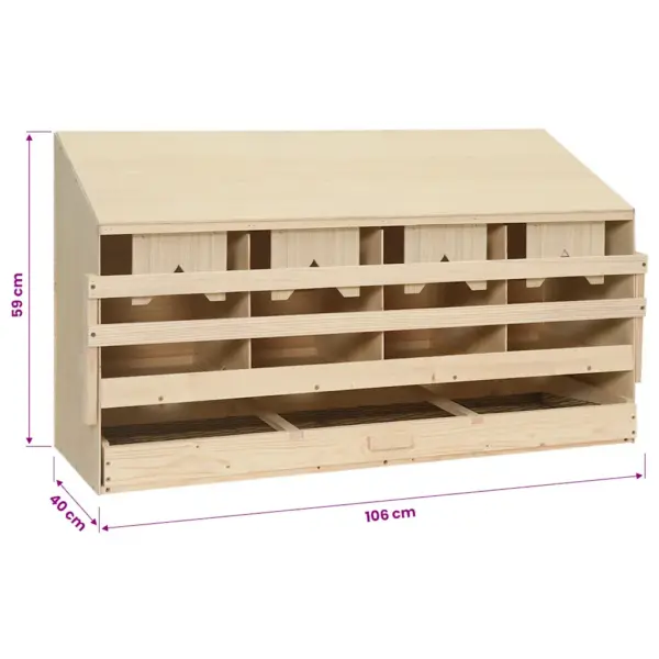 Kana pesakast 4 sektsiooniga keskmise suurusega kanadele, männipuit, 106 x 40 x 59 cm – 7