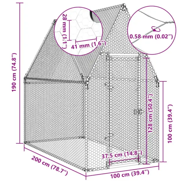 Väliaedik kanadele lukustatava uksega, hõbedane tsingitud teras, 200 x 100 x 190 cm – 11