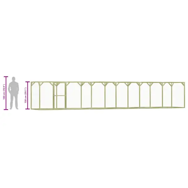 Kanapuur immutatud männipuidust raamiga, tsingitud traadiga, 1,5 x 9 x 1,5 m – 7