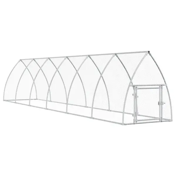 Kanapuur õueaedik lukustatava uksega, hõbedane tsingitud teras, 600 x 105 x 120 cm – 2